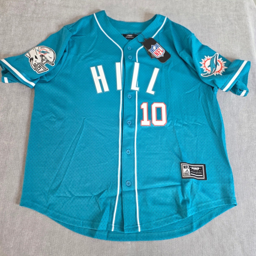 Pro Standard Tyreek Hill Jersey Mens XL‎ Aqua Miami Dolphins Baseball Shirt NEW
